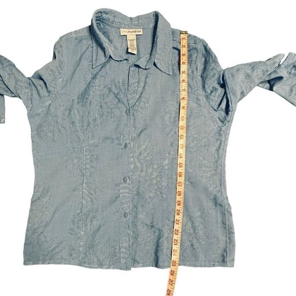Vintage Sag Harbor Blue Semi sheer glittery long sleeve shirt size 16 - Picture 12 of 15